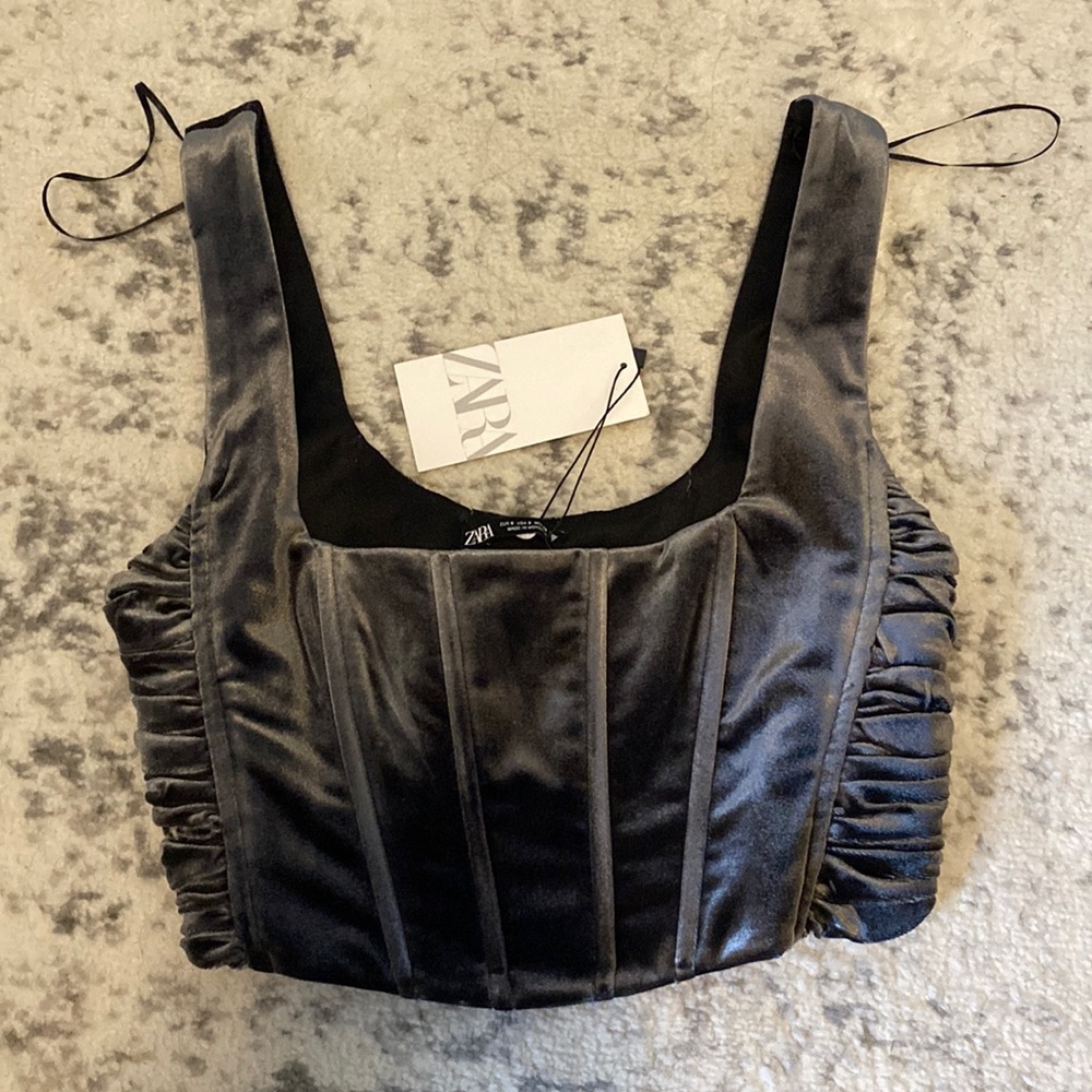 Grey velvet corset